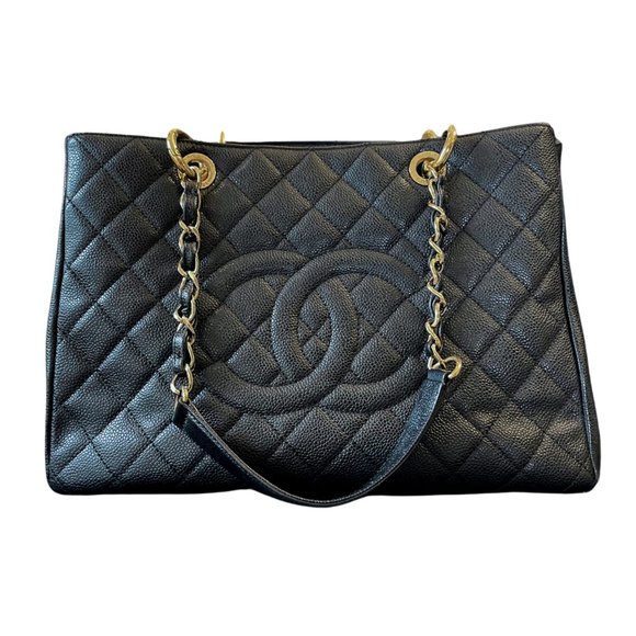 CHANEL Handbags - Chanel Quilted Caviar Leather GST in Black